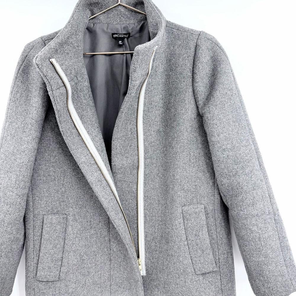 J. CREW Wool Standing Collar Zip City Coat in Heather Gray J6203 - Picture 5 of 11
